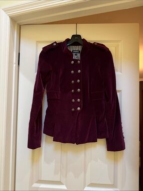 bebe Women's Deep Burgundy Military-Style Velvet Blazer Super Cool